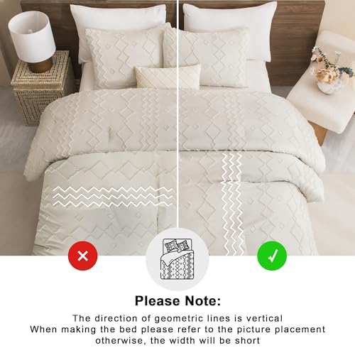 Andency Beige Comforter Set California King, 3 Pieces Boho Textured Farmhouse Bedding Comforters Set, Tufted Bed Set (104x96Inch, 2 Pillowcases) - color: 04 - Beige, size: California King(104"x96")