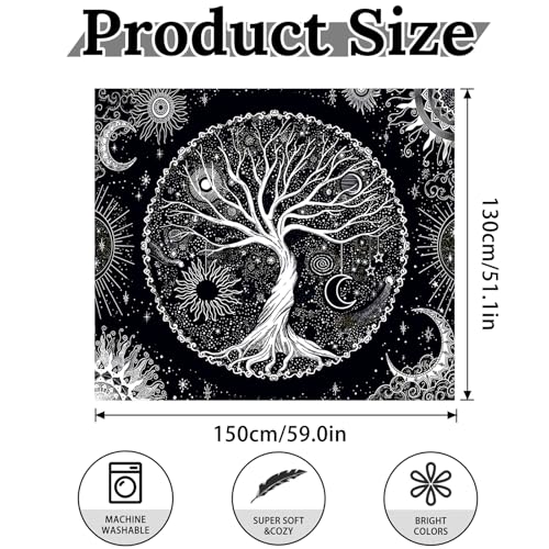 Abstract Boho Tapestry Wall Hanging for Bedroom Living Room Unique Modern Home Decor - color: Tree Of Life, size: 59.1"L x 51.2"W
