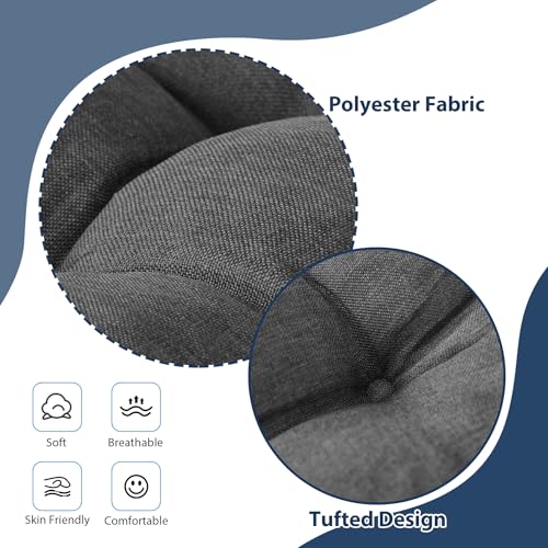 IASEAHK Chair Cushions for Dining Chairs, Seat Cushions for Kitchen Chairs, Indoor Seat Cushions with Ties, Tufted Foam Chair Pads, Non Slip Chair Cushions Set of 6, 15.5" x 15.5" x 4", Dark Grey - color: Dark Grey, size: Pack of 6