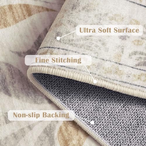 jinchan Floral 2x3 Rug for Entryway - Vintage Washable Area Rug Ultra-Thin Low Pile Soft Small Non Slip Distressed Indoor Door mat Accent for Entrance Kitchen Bedroom Bathroom (2x3ft, Light Grey) - color: Floral Light Grey, size: 2' x 3' (Buttery Soft)