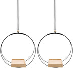 2Pcs Black Plant Hanger with Wood Base, Hanging Window Planter Boho Macrame Hanging Plant Holders, for Window Indoor Outdoor Room Ceiling Home Decorations