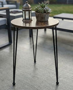 17 Inch Tall Metal Plant Stand Indoor,Heavy Duty Flower Pot Holder with 11.5 Inch Modern Round Board Table,Sturdy Metal Tripod Design Side Table,Matte Black