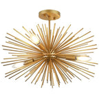 Modern Sputnik Chandelier Ceiling Light Fixture,4-Light Gold Semi Flush Mount Ceiling Light,20in Solid Metal Starburst Satellite Urchin Chandelier for Entry Dining Room Bedroom Kitchen Foyer - color: Gold 20" 4-Light