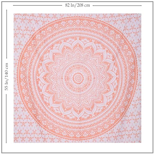 THE ART BOX Rose Gold Ombre Tapestry Wall Hanging Mandala – Bohemian Room Decor – Cotton Throw Tapestry – Boho Bedding Twin Bedspread 55x82 Inches - color: Rose Gold, size: 55"L x 82"W