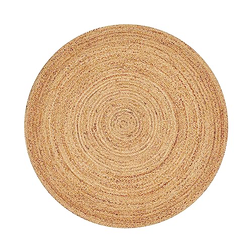 Savi Home Hand Woven Jute Braided Rug, 3' Round - Natural, Reversible Area Rugs for Living Room, Farmhouse, Kitchen, Handcrafted 3 Feet Round Area Rugs - Natural - color: Natural, size: 3' (Round)