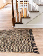 Unique Loom Braided Jute Collection Area Rug - Assam (2' 2" x 10' Runner, Black/ Natural) - color: Black/Natural, size: 2'2" x 10' (Runner)