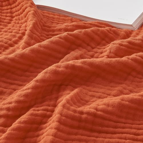 EMME Cotton Muslin Large Throw Blanket Couch Breathable Gauze Soft Lightweight Bed Blankets Adults (Heather Orange Rust, 50"x70") - color: 13 - Orange Rust, size: Large Throw (50" X 70")