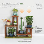 Pine Wood Plant Stand Indoor Outdoor Multi Layer Flower Shelf Rack Higher and Lower Plant Holder in Garden Balcony Patio Living Room (4 Tiers )