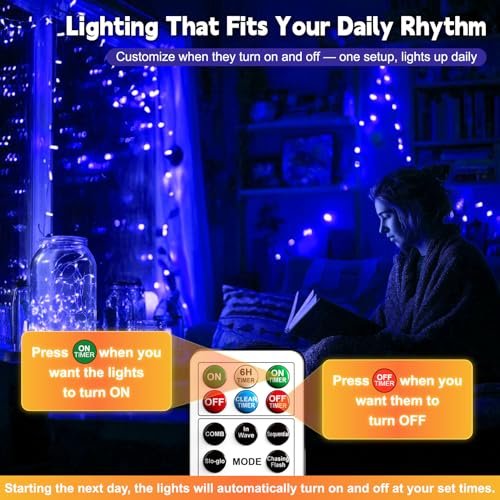 ZSJWL 6 Pack Rechargeable Fairy Lights with Remote & DIY Timer, 7Ft 20LED Mini Battery String Light, Twinkle Silver Copper Wire Lights for Wedding Party Bedroom Christmas Table Decoration (Blue) - color: Blue, size: 6 Pack – Rechargeable