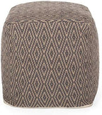 Foamma Pouf Ottoman Grey+Brown, 15"x15"x15" - Square Ottoman Foot Rest for Living Room and Bedroom, Pouf Footstool, Foot Rest for Couch, Boho Furniture for Home