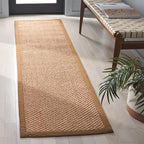 SAFAVIEH Natural Fiber Collection Runner Rug - 2'6" x 12', Natural Brown, Sisal, Woven Design with Border (NF525B) - color: Natural, size: 2'6" x 12' (Runner)
