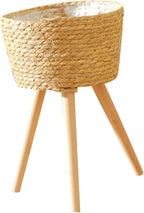 Wooden Woven Vines Plant Pot Stand for Living Room Decor Boho Style Garden Home