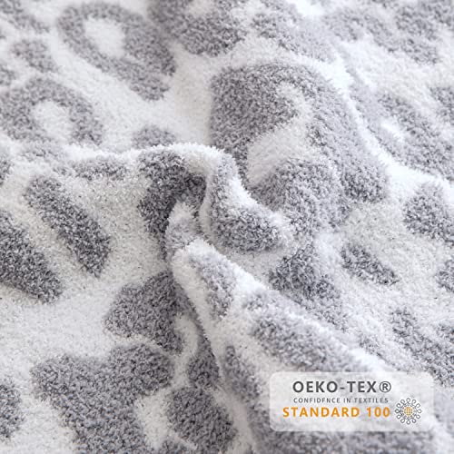 MH MYLUNE HOME Ultra Soft Leopard Throw Blanket (50x60 inches) Microfiber Blanket Plush Warm Reversible Cheetah Blanket Snow Leopard Pattern Throw for Couch Bed Sofa - White Gray, 50"x60" - color: Leopard Gray, size: 50"x60" - 550 GSM