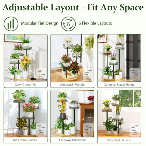 Stand Plants, 3-Tier Metal Plant Stands for Outdoor Indoor Plants,Heavy Duty Flower Pot Stands for Multiple Plants,Decoration Display Racks for Patio Garden -GreenFlower - color: GreenFlower, size: 3-tiers