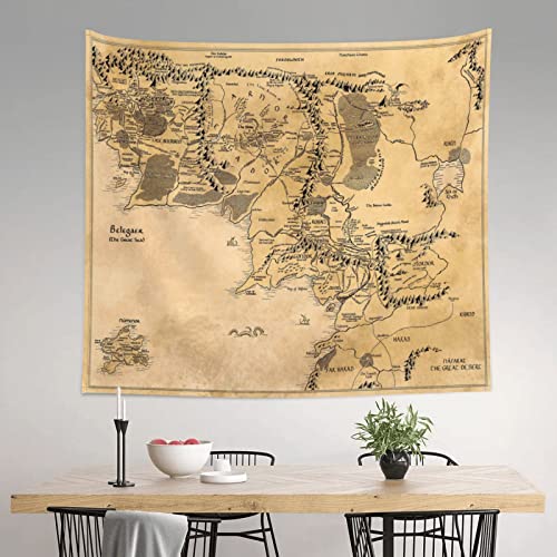 IMZEUSYEP Middle Retro Earth Map Tapestry Vintage Wall Hanging Wall Decor Decorative Wall Tapestries Durable Wall Art Decoration 3D Print Tapestry for Dorm Living Room Bedroom 50x60 Inch - size: 60"L x 50"W