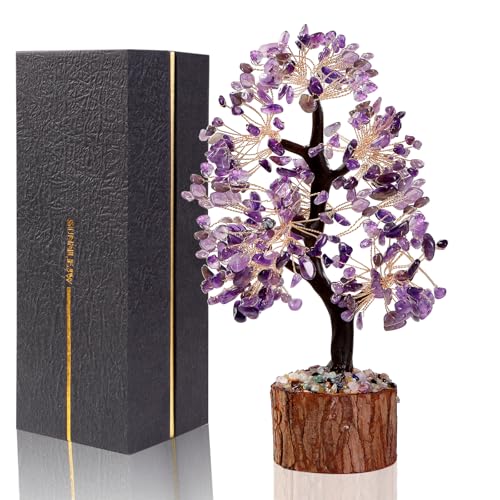 Amethyst Chakra Crystal Tree of Life,Crystals and Healing Stones,Birthday Gifts for Women,Spiritual Meditation Gifts for Positive Energy,Crystal Decor - color: Purple
