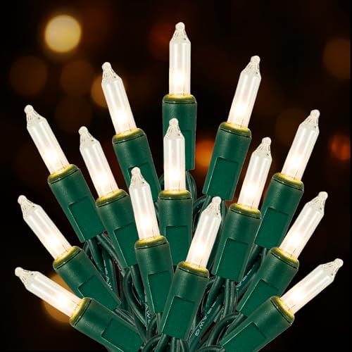 Christmas Lights,100 Count Lights with Green Wire,21ft UL Certified Tree String Lights for Indoor Outdoor Christmas Decoration,Home Garden,Party Decorations Warm White Green Wire - color: Warm White Green Wire