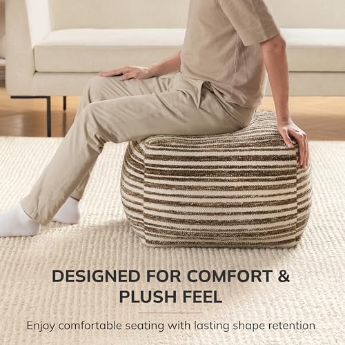 Anji Mountain Pouf Ottoman Foot Rest, Handmade Ottoman Pouf, Comfortable Foot Stool, Decorative Floor Seating for Living Room Decor, Bedroom & Home Décor Accent - Brown - color: Brown