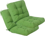 QILLOWAY Outdoor Seat/Back Chair Cushion Tufted Pillow, Spring/Summer Seasonal Replacement Cushions - Set of 2 (Green)