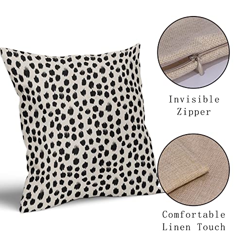 Polka Dot Pillow Covers 16x16 Set of 2 Stylish Black Cream Throw Pillows Boho Design Decorative Outdoor Modern Bohemian Pillowcase Square Cushion Cover Linen Pillow Case for Home Sofa Couch Bed - color: Black Dots, size: 16" x 16" (Pack of 2)