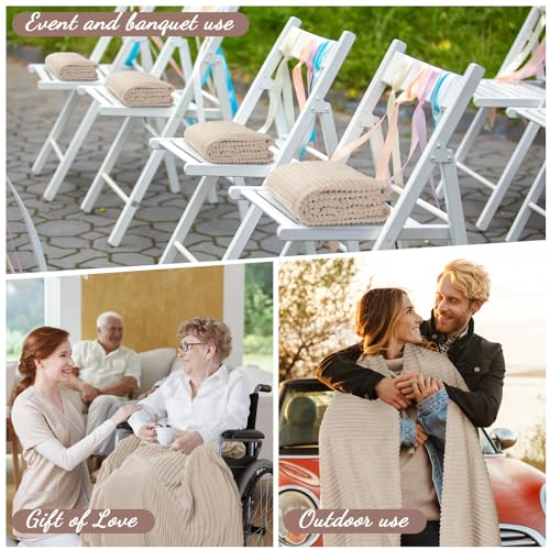 Buryeah 12 Pcs Flannel Throw Blanket Bulk 50 x 60 in Sleepover Blanket Outdoor Wedding Throw Lightweight, Oeko-tex Standard 100 Certified for Sofa Homeless Gifts (Khaki) - color: Khaki