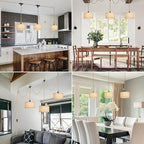3 Light Plug in Pendant Lights Fabric Hanging Lamp Kit with Switch 22 Ft Long Hemp Rope Farmhouse Pndant Light Cord Lighting Fixture DIY Hanging Light - size: 3 Light Fabric