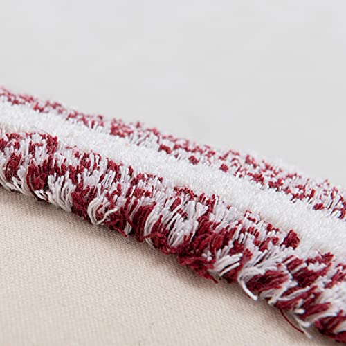 Boho Lumbar Throw Pillow Cover Tufted Woven Decorative Pillowcase with Tassel Rectangle Farmhouse Stripe Cushion Cover for Sofa Bed Living Room (Wine Red,12x20 Inch) - color: Wine Red, size: 20" x 12" (Pack of 1)