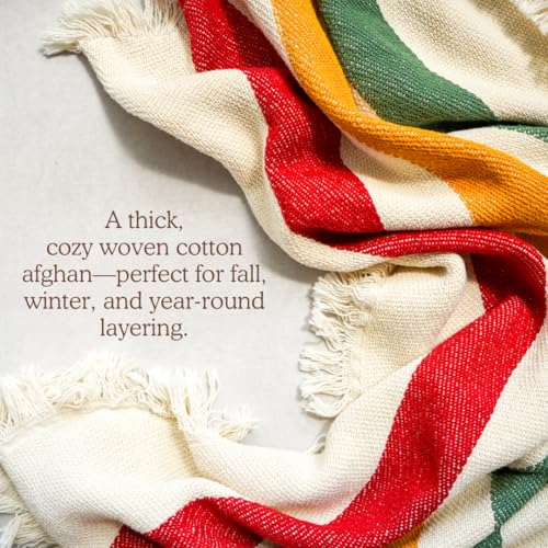 Prismatic Springs Striped Afghan Throw Blanket | Thick & Cozy | Cotton USA Made (73x48) - color: Prismatic Springs