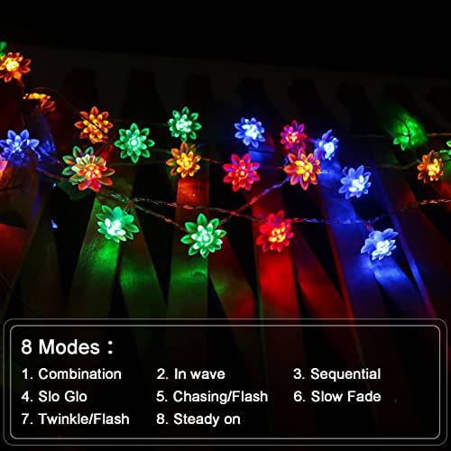 echosari LED String Lights 13.2ft 40 LED Lotus Flower Fairy Lights with 8 Modes Timer Indoor String Lights for Bedroom, Party, Wedding, Indoor, Garden Décor (Multi-Color) - color: Multicolor
