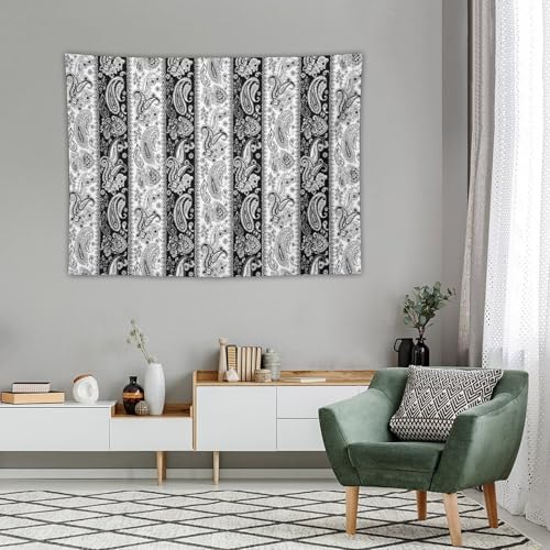 KANEPE Boho Tapestry Black White Paisley Flowers Pattern Wall Hanging Tapestries Home Decor for Living Room Bedroom Apartments Farmhouse Dorm,40inx30in (102×76cm)【Small】 - color: Boho-5, size: 40Wx30L