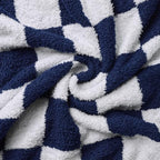Checkered Throw Blanket, Dark Blue Soft Cozy Fluffy Knitted Throw Blankets for Couch, Sofa, Bed, Chair, Warm Fuzzy Travel Picnic Lightweight Plaid Blanket, 50x70 inches - color: Dark Blue, size: 50×70 Inch