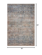Loloi Chris Loves Julia Jules Collection JUL-06 Denim/Spice 5'-0'' x 7'-6'', .13" Pile Height, Area Rug - color: Denim / Spice, size: 5' x 7'6" (Rectangular)