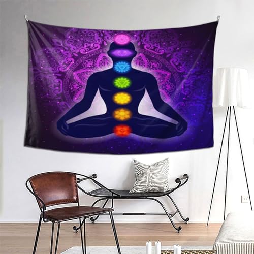 RTAFGU Chakra Meditation Tapestry, Purple Mandala Chakra Meditation, Yoga Spiritual Healing Art Tapestries Home Aesthetic Wall Hanging for Bedroom Living Room, Dorm Party Decoration 80" L x 60" W - color: Chakra Meditation_1504, size: 80"L x 60"W