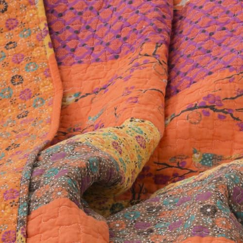 Lush Decor Royal Empire Reversible Cotton Throw Blanket, 50" W x 60" L, Tangerine - Throw Blankets for Bed - Couch Blanket - Boho Throw Blanket for Couch - color: Tangerine
