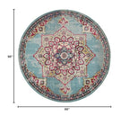 Rugs.com Fleur Collection Rug – 8' Round Light Blue Medium-Pile Rug Perfect for Kitchens, Dining Rooms - color: Light Blue 11, size: 8' (Round)