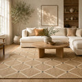 Hand Woven Jute Rug 6'x9' Area Rug - Rectangular Handcrafted Premium Geometric Design, Indoor Reversible Natural Fiber Rugs - Rustic Farmhouse Carpet for Living Room, Hallway, Bedroom - Natural - size: 6' x 9' (﻿Rectangular)