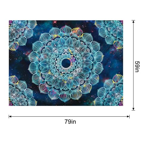Bohemian Tapestry Large Mandala Wall Hanging Geometric Decorative Wall Art Colorful Wall Decor for Living Room - color: Kaleidoscope1, size: 79"L x 59"W