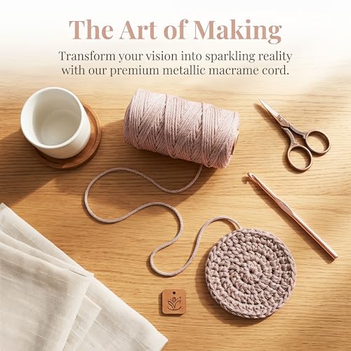 3mm Sparkle Polyester Macramé Cord - 150g/66yds Metallic Glitter Braided Cord for Crocheting Bags, Baskets, Macramé Plant Hangers & DIY Crafts, Machine Washable (4#Beige Rainbow) - color: 4#beige Rainbow