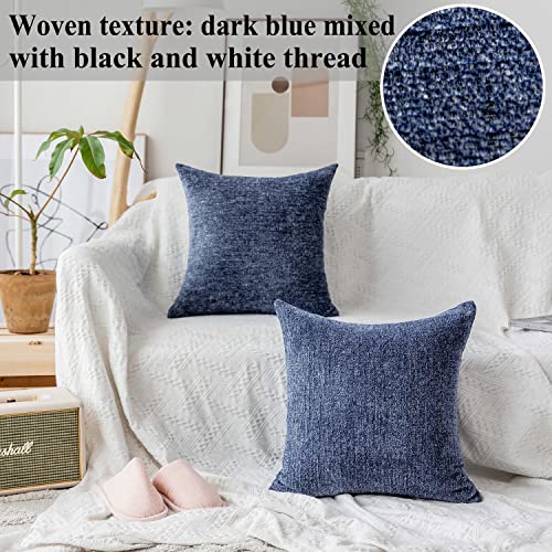 Home Brilliant Decor Throw Pillow Covers Supersoft Chenille Velvet Cushion Cover for Couch Bench, 2 Packs, 18x18 inch (45x45cm),Dark Blue - color: Dark Blue, size: 18" x 18" (Pack of 2)