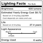E12 Dimmable 6 Watt LED Light Bulb AC120V 600lm Warm White 2700K 60 Watt Halogen Equivalent T6 C7 Candelabra E12 Small Base for Ceiling Fan Chandelier Pendant Wall Sconces Salt Lamp, 4 Pack - color: 2700k Warm White, size: 6 Watt-Dimmable-4 Pack