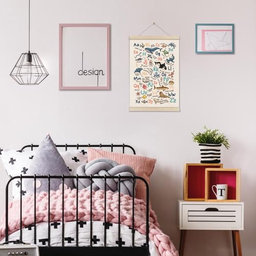 DOI-LANEE Alphabet Ocean Poster Hanger Frame 16x12 Inch, Educational Montessori Posters Toddler, Ocean Room Decor, Alphabet Chart for Preschool Classroom, ABC Learning, Sea Life Decor - color: Blue