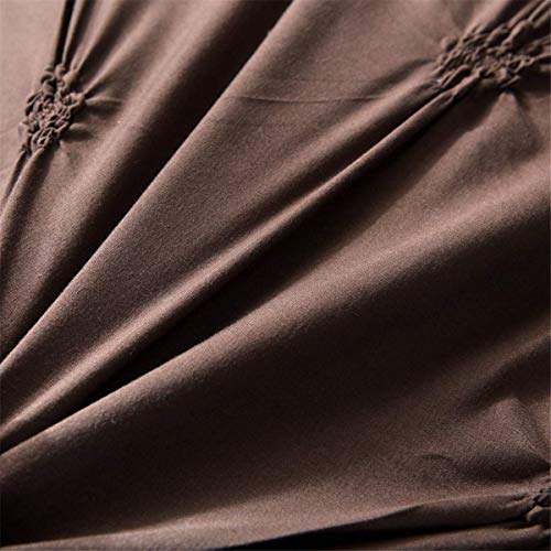 Feelyou Pinch Pleated Duvet Cover with Zipper Closure Pintuck Comforter Cover Set Twin Size Luxurious Pintuck Tufted Bedding Set Solid Coffee Microfiber Bedspread Cover with 1 Pillow Shams Soft - color: Coffee, size: Twin