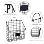 Yuzehuaza Hanging Wall File Organizer Metal Wall Mounted File Holder Folder with Handles and Hooks, Magazine Document Rack, for Home Office or Decor, 3 Packs (Patent Pending)