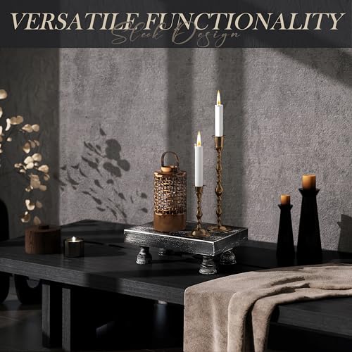 EOSAHR Stylish Pine Wood Risers for Decor for Kitchen Sink & Small Vanity - Risers Display Stands for Home Decor - Chic Sponge Holder & Bathroom Organizer (Black, 8.5") - color: D-Pine Wood-BLack