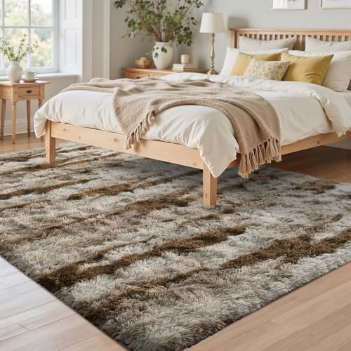 5x7 Ft Fuzzy Rugs for Bedroom,Khaki Neutral Area Rug Non-Slip,Carpet for Living Room Nursery Kids PlayRoom Indoor Modern Plush Carpets - color: B-khaki 24sm02, size: 5' X 7' (Rectangular)