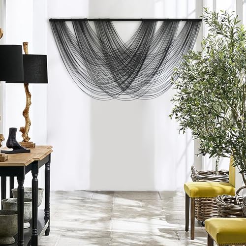 Flber Macrame Wall Hanging Black 59.00" W x 31.00" L Boho Wall Decor Large Boho Yarn Tapestry Living Room Bedroom Home Wall Décor - color: Black1
