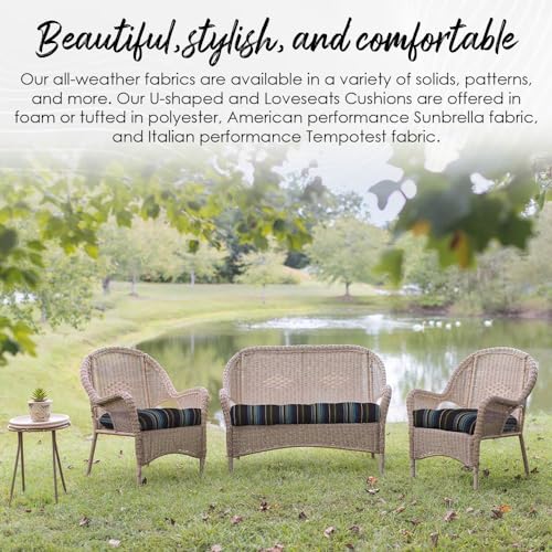 RSH DECOR: Tufted U-Shapes & Lumbars 2 of Each | 19” x 19” & 20" x 12" | Water-Resistant Spun Fabric | Outdoor Wicker Cushions & Support Pillows for Patio Furniture | Colsen Berry - Made in USA - color: Colsen Berry, size: 19" x 19" & 20" x 12"