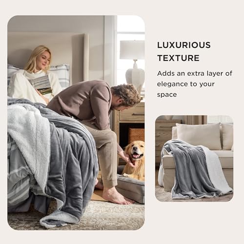 Bedsure GentleSoft Sherpa Fleece Throw Blanket for Couch, Non-Heated, Thick & Warm Cozy Blanket for Winter, Soft Fuzzy Plush Throw Gifts for Women and Men, Grey, 50x60 Inches - color: 01 - Grey, size: Throw (50" X 60")