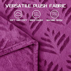 Exclusivo Mezcla King Size Fleece Blanket for Bed, Super Soft and Cozy Blankets All Season Use, Leaves Pattern, Plush Fuzzy Lightweight, Purple, 90x104 Inch - color: Purple, size: King(90"x104")