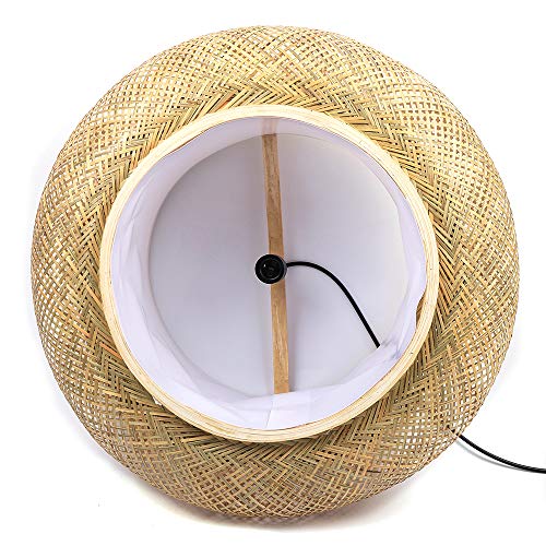 DYRABREST Antique Lantern Pendant Light - Bamboo Rattan Wicker Shade Ceiling Lamp with Adjustable Cord (16"/23.5"),Hanging Rattan Light Fixture for Kitchen,Dining, Living Room